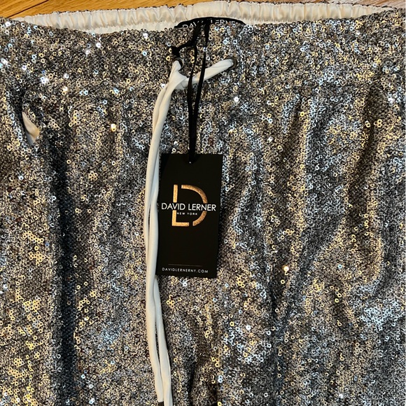 NWT- Silver David Lerner Sequin Joggers - Picture 2 of 3